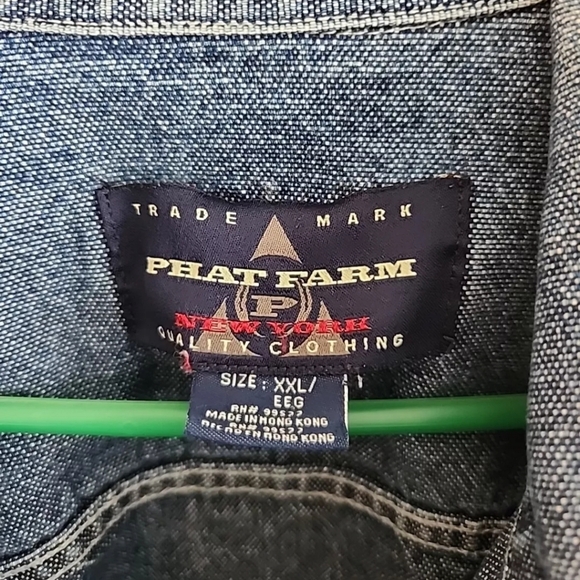 Vintage Phat Farm Men's Denim Jacket Size 2XL XXL Hip Hop Denim Streetwear - Picture 8 of 13